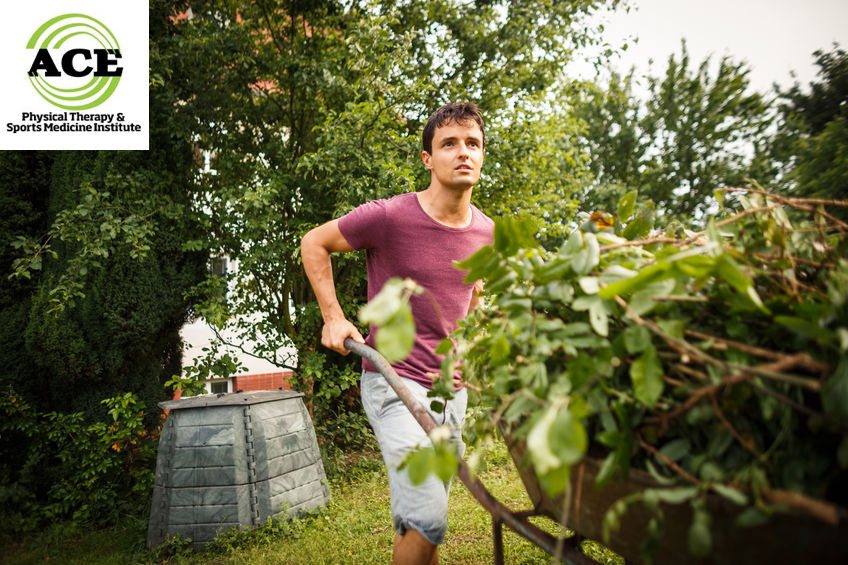 42932821 - handsome young man gardening in his garden